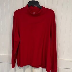 Lands' End Vibrant Red, 100% Cotton, long sleeve, mock turtleneck size 2X